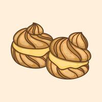 Tempting soes cake isolated on pink background vector