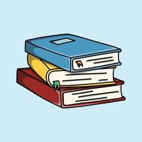 Stack of colorful books isolated on blue background vector