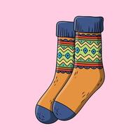 Pair of socks with classic pattern vector