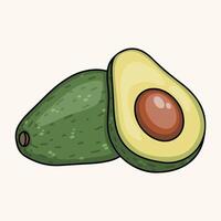 Half and whole fresh avocado isolated on white background vector