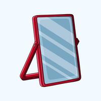 Minimalist red square table mirror vector