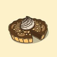 Chocolate pie with crispy crust vector