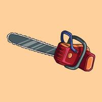 Sharp red cordless chainsaw with handle vector