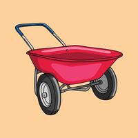 Empty red wheelbarrow isolated on white vector