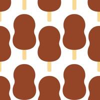 Chocolate Ice Cream Unusual form on wooden stick Seamless Pattern Ice Cream Abstract Background idea. Isolated illustration Thematic card Wallpaper Wrapping packing, Label or web, promo leaflet vector