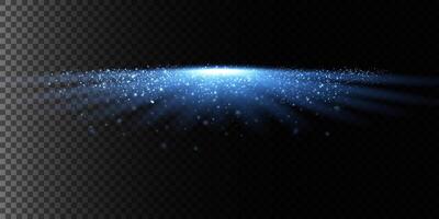 Mystical bluish light rays with sparkling particles against a dark backdrop, perfect for graphics and art vector