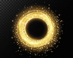 A captivating golden circle adorned with mesmerizing sparkling effects, ideal for various design projects vector