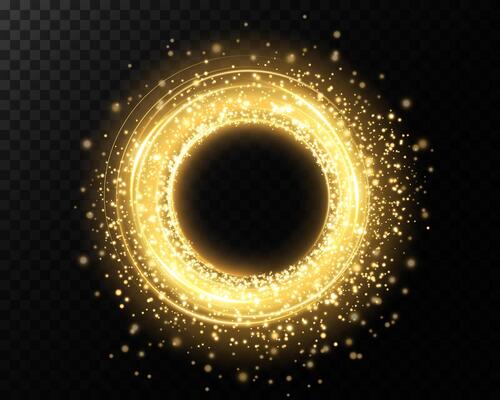 A captivating golden circle adorned with mesmerizing sparkling effects, ideal for various design projects
