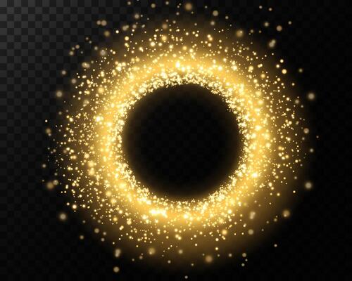 A Sparkling Glittering Golden Circle Adorned with Sparkles
