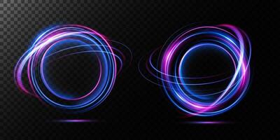 Stylish neon light swirls in an array of vibrant colors, which are perfect for modern graphic design projects vector