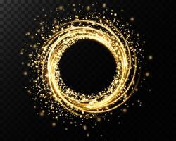 A truly mesmerizing circular frame crafted from shimmering golden sparkles, perfect for elegant designs and visuals vector