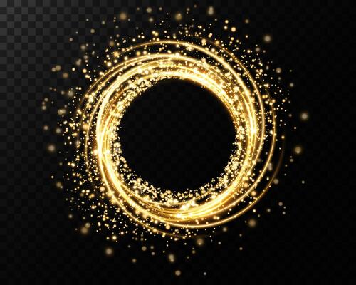 A truly mesmerizing circular frame crafted from shimmering golden sparkles, perfect for elegant designs and visuals