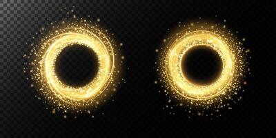 These glowing golden rings with enchanting sparkles are truly perfect for use in design and decoration projects vector