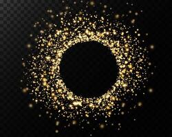 A beautiful circular frame with golden sparkles on a dark backdrop, perfect for elegant designs and projects vector