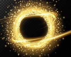 A mesmerizing golden circle that features stunning sparkling effects vector