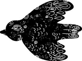a black drawing of a bird with a pattern vector