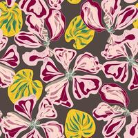 a pattern. with flowers and leaves on a brown background vector