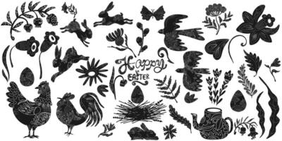 easter collection of hand drawn elements vector