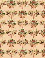 a pattern with leaves and flowers on a beige background vector