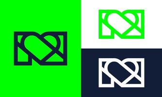 Unique N heart logo template. vector
