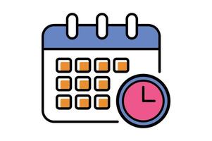 Daily Planner and Clock Icon, calendar icon, time management, schedule icon, event planner vector