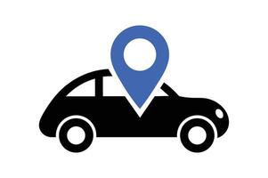 Car with Pinpoint Location Icon, car map location icon, vehicle tracking pin icon, car route gps icon, location pin with car vector
