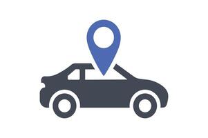 GPS Car Tracker Icon, car map location icon, vehicle tracking pin icon, car route gps icon, location pin with car vector