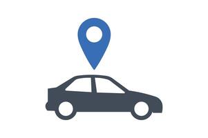 Car Map Location Pin Illustration, car map location icon, vehicle tracking pin icon, car route gps icon, location pin with car vector