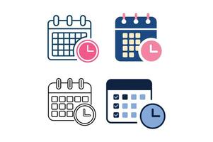 Calendar Planner and Clock Icon Sets, calendar icon, time management, schedule icon, event planner vector