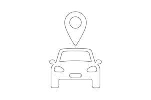 Map Pointer with Car Icon, car map location icon, vehicle tracking pin icon, car route gps icon, location pin with car vector
