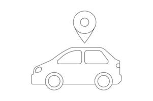 Navigation Symbol with Car Icon, car map location icon, vehicle tracking pin icon, car route gps icon, location pin with car vector