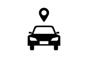 Car Tracking Icon with Location Pin, car map location icon, vehicle tracking pin icon, car route gps icon, location pin with car vector
