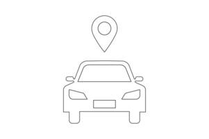 Car Icon with Map Pin Design, car map location icon, vehicle tracking pin icon, car route gps icon, location pin with car vector