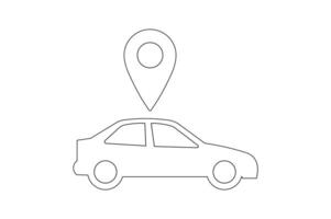 Car and Location Pin Icon, car map location icon, vehicle tracking pin icon, car route gps icon, location pin with car vector