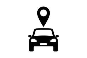 GPS Pin Marker with Car Art, car map location icon, vehicle tracking pin icon, car route gps icon, location pin with car vector