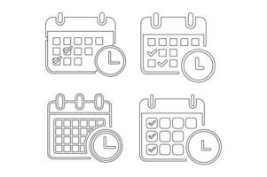 Flat Calendar and Clock Icon Sets, calendar icon, time management, schedule icon, event planner vector