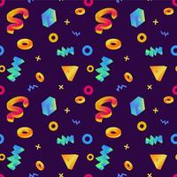 A seamless pattern with various 3D shapes, cute and bright with a gradient. The pattern includes geometric shapes and abstract forms, all of which convey a sense of playful creativity and whimsy vector
