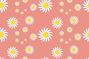 Blossom Simple Daisy Pattern Printable. Retro Seamless Pattern With Daisy Flower on Color Backgrounds . Cute Floral Print. vector