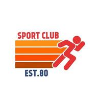 Sport Club with Running Man Emoticon and Retro Line, Perfect for Print, Apparel, etc vector