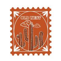 Old West Postage Stamp with Cactus Element perfect for Print, etc vector