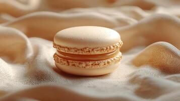 A macaron sitting on a cloth photo