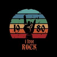 Classic Rock Hand Sign with Retro Color Background Perfect for Print, Apparel, etc vector