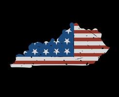 Kentucky Map with USA Flag Texture in Vintage and Retro Style, Perfect for Print, Apparel, etc vector