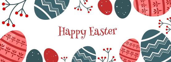 Frame with Easter eggs on a white background. Easter banner vector