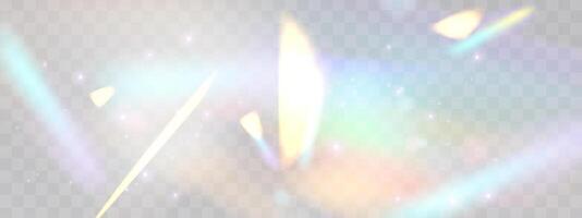 Blurred rainbow refraction overlay. Light lens prism effect. Holographic reflection, crystal flare leak shadow overlay. abstract illustration. vector