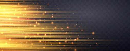 Speed rays, velocity light neon flow, zoom in motion effect, orange glow speed lines, colorful light trails, stripes. Abstract illustration. vector