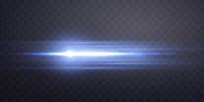 Blue horizontal lens flare. Sun flash with rays or spotlight and bokeh. Glow flare effect. vector