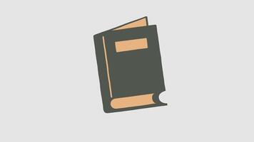 Animated A minimalist illustration of a standing open book with a bookmark visible video