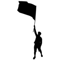 Silhouette Of A Person Waving A Flag In Celebration Black Graphic Design Element vector