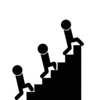 Stick Figures Climbing Stairs Symbolizing Progress Success And Growth In Business vector
